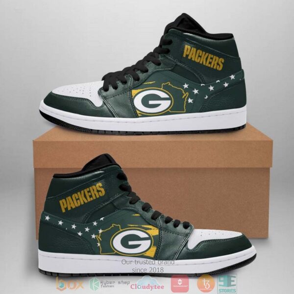Tubopro Green Bay Packers NFL AJ1 High Sneakers Shoes For Men And Women