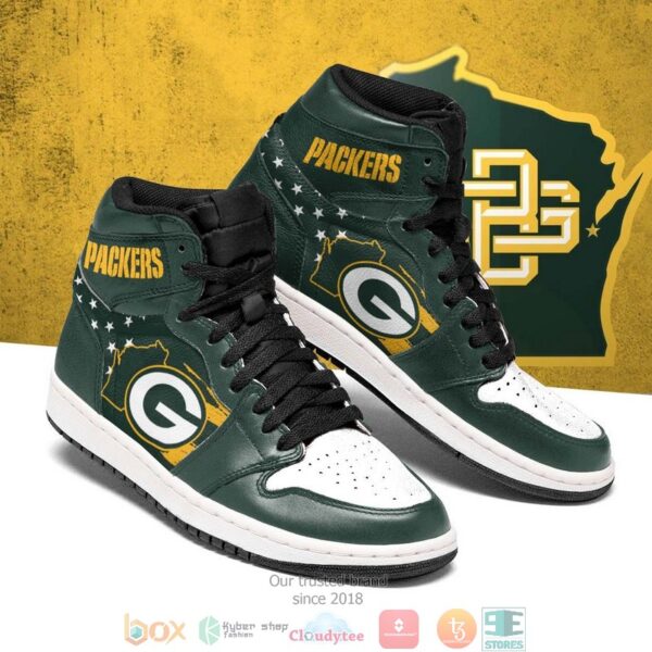Tubopro Green Bay Packers NFL AJ1 High Sneakers Shoes For Men And Women - Image 2