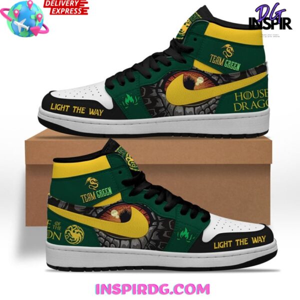 Tubopro House Of The Dragon Team Green AJ1 High Sneakers Shoes For Men And Women - Image 2