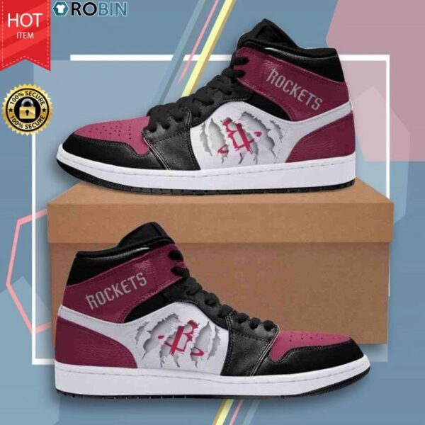 Tubopro Houston Rockets NBA AJ1 High Sneakers Shoes For Men And Women