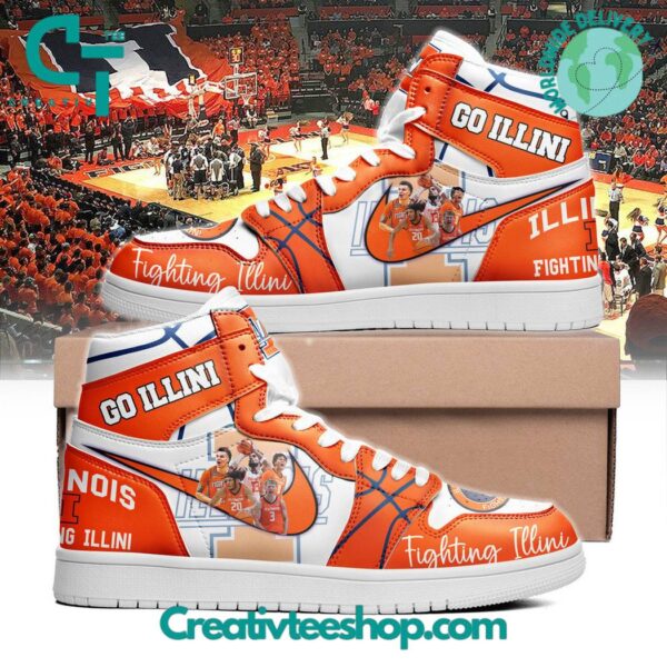 Tubopro Illinois Fighting Illini AJ1 High Sneakers Shoes For Men And Women