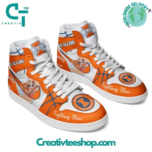 Tubopro Illinois Fighting Illini AJ1 High Sneakers Shoes For Men And Women - Image 2