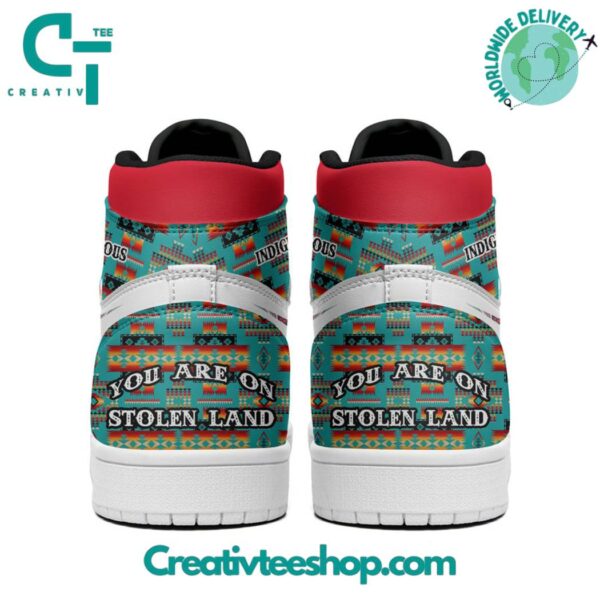 Tubopro Indigenous You Are On Stolen Land AJ1 High Sneakers Shoes For Men And Women - Image 3