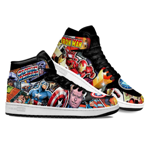 Tubopro Iron Man and Captain America AJ1 High Sneakers Shoes For Men And Women - Image 2