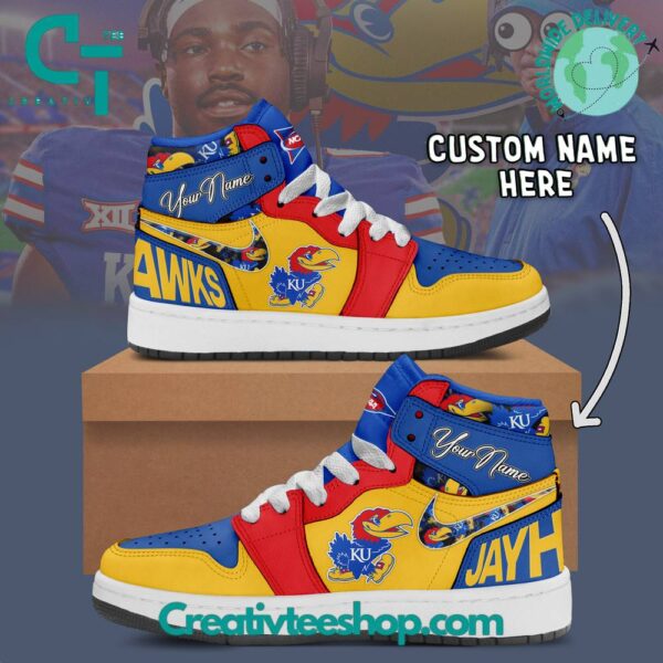 Tubopro Kansas Jayhawks AJ1 High Sneakers Shoes For Men And Women