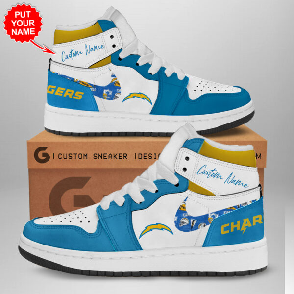 Tubopro Los Angeles Chargers AJ1 High Sneakers Shoes For Men And Women