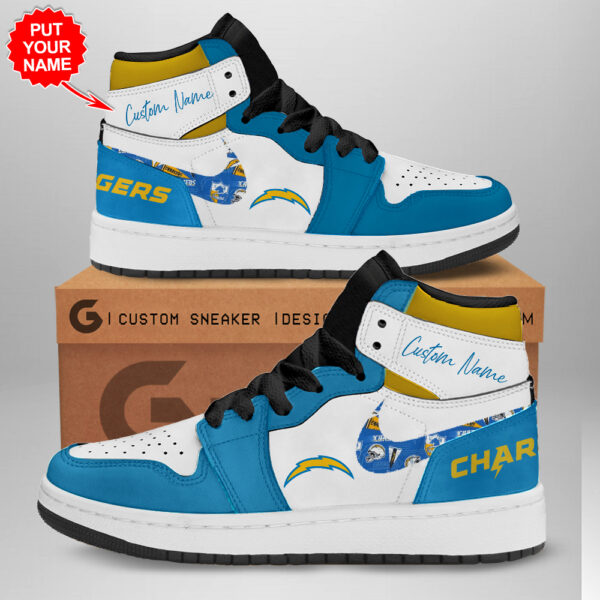 Tubopro Los Angeles Chargers AJ1 High Sneakers Shoes For Men And Women