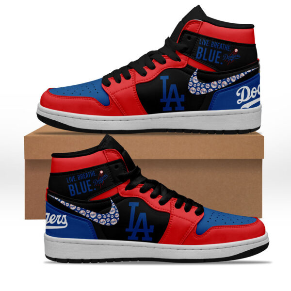 Tubopro Los Angeles Dodgers AJ1 High Sneakers Shoes For Men And Women - Image 2