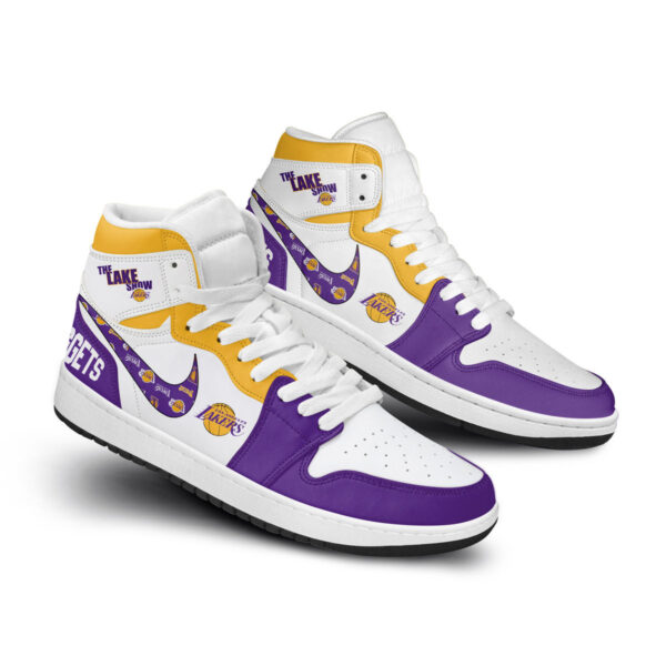 Tubopro Los Angeles Lakers AJ1 High Sneakers Shoes For Men And Women - Image 2
