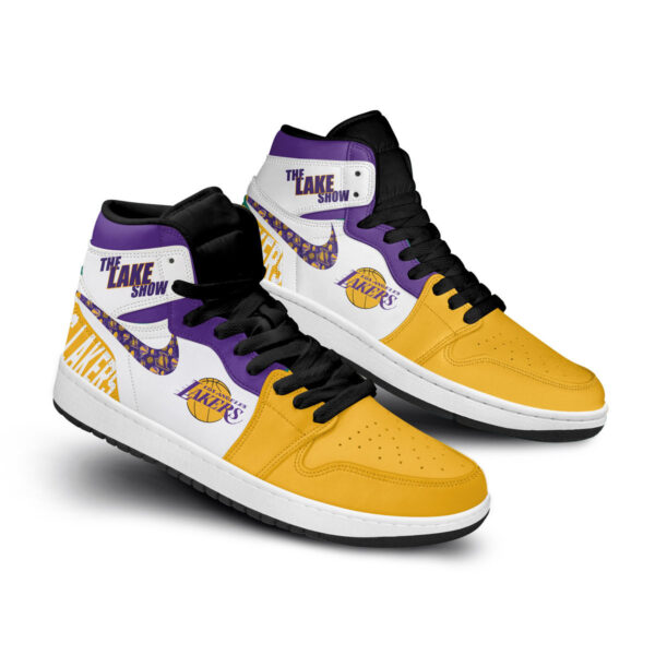 Tubopro Los Angeles Lakers AJ1 High Sneakers Shoes For Men And Women - Image 2