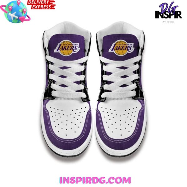 Tubopro Los Angeles Lakers AJ1 High Sneakers Shoes For Men And Women - Image 3