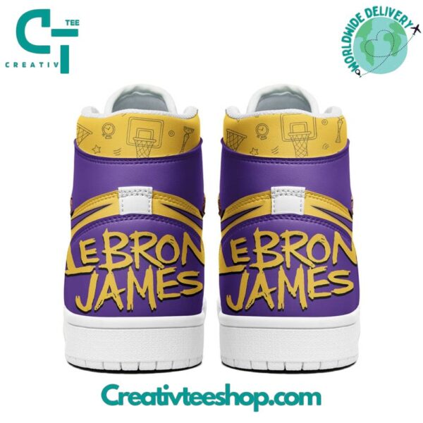 Tubopro Los Angeles Lakers AJ1 High Sneakers Shoes For Men And Women - Image 3