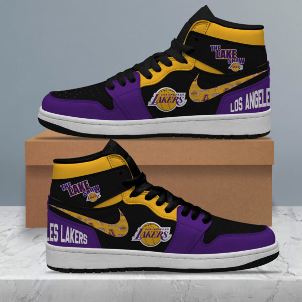 Tubopro Los Angeles Lakers AJ1 High Sneakers Shoes For Men And Women - Image 2