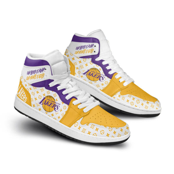 Tubopro Los Angeles Lakers AJ1 High Sneakers Shoes For Men And Women - Image 2