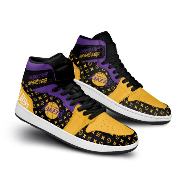 Tubopro Los Angeles Lakers AJ1 High Sneakers Shoes For Men And Women - Image 2
