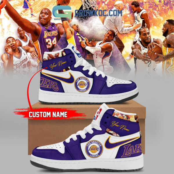 Tubopro Los Angeles Lakers AJ1 High Sneakers Shoes For Men And Women