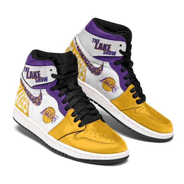 Tubopro Los Angeles Lakers AJ1 High Sneakers Shoes For Men And Women - Image 2