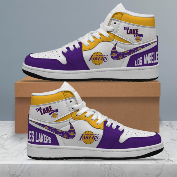 Tubopro Los Angeles Lakers AJ1 High Sneakers Shoes For Men And Women - Image 3