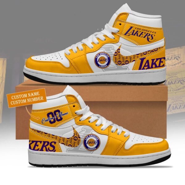 Tubopro Los Angeles Lakers AJ1 High Sneakers Shoes For Men And Women - Image 3