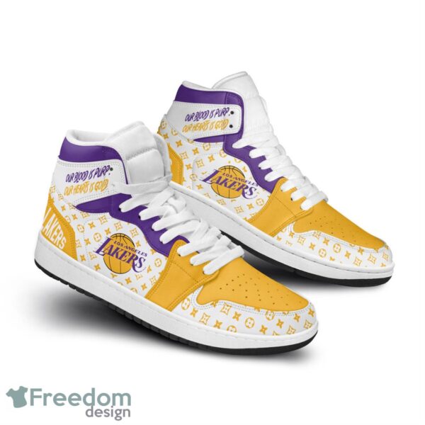 Tubopro Los Angeles Lakers AJ1 High Sneakers Shoes For Men And Women - Image 2