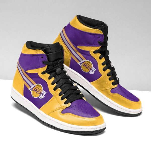 Tubopro Los Angeles Lakers NBA AJ1 High Sneakers Shoes For Men And Women - Image 2