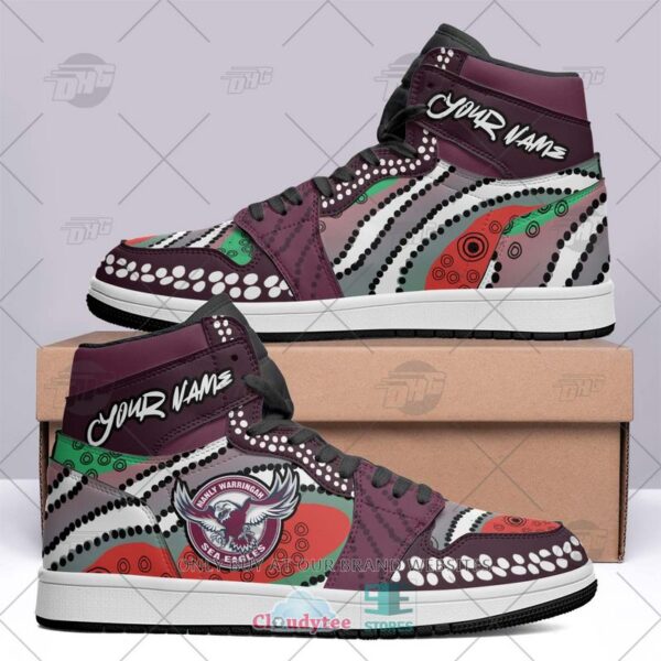 Tubopro Manly Warringah Sea Eagles NRL AJ1 High Sneakers Shoes For Men And Women