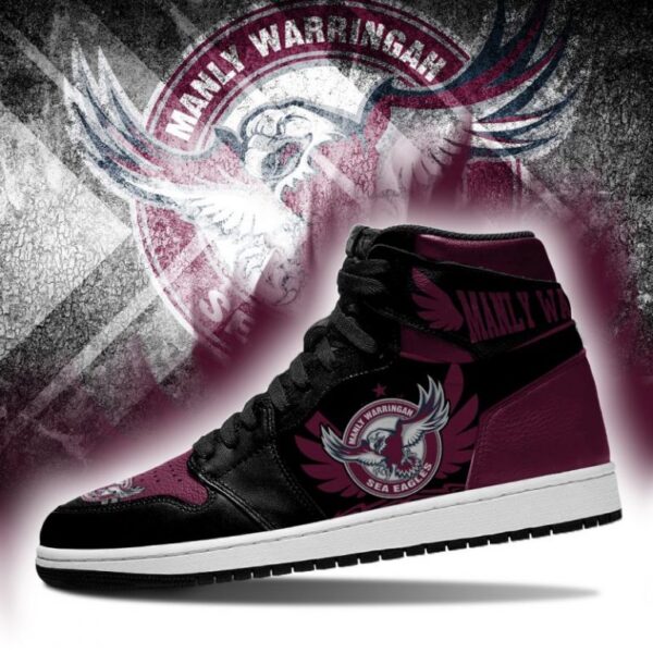 Tubopro Manly Warringah Sea Eagles NRL AJ1 High Sneakers Shoes For Men And Women - Image 3