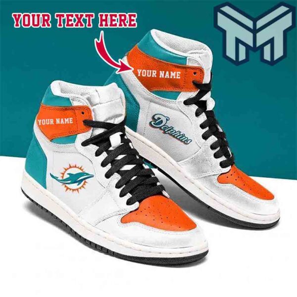 Tubopro Miami Dolphins AJ1 High Sneakers Shoes For Men And Women