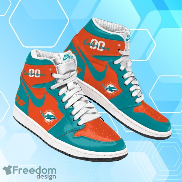 Tubopro Miami Dolphins AJ1 High Sneakers Shoes For Men And Women - Image 2