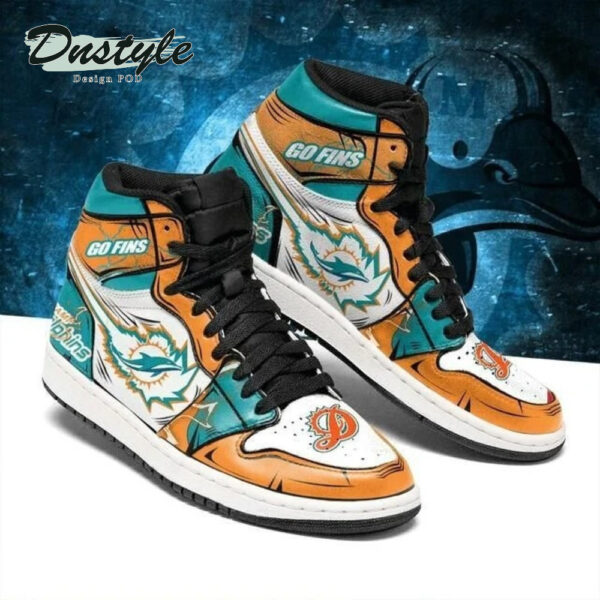 Tubopro Miami Dolphins NFL AJ1 High Sneakers Shoes For Men And Women