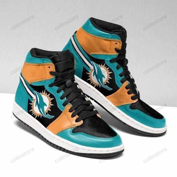 Tubopro Miami Dolphins NFL AJ1 High Sneakers Shoes For Men And Women