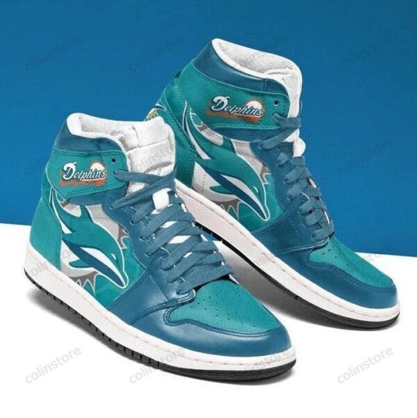 Tubopro Miami Dolphins NFL AJ1 High Sneakers Shoes For Men And Women
