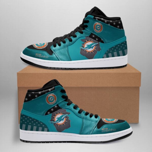 Tubopro Miami Dolphins NFL AJ1 High Sneakers Shoes For Men And Women