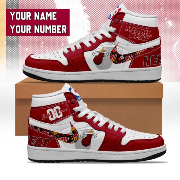 Tubopro Miami Heat AJ1 High Sneakers Shoes For Men And Women - Image 2