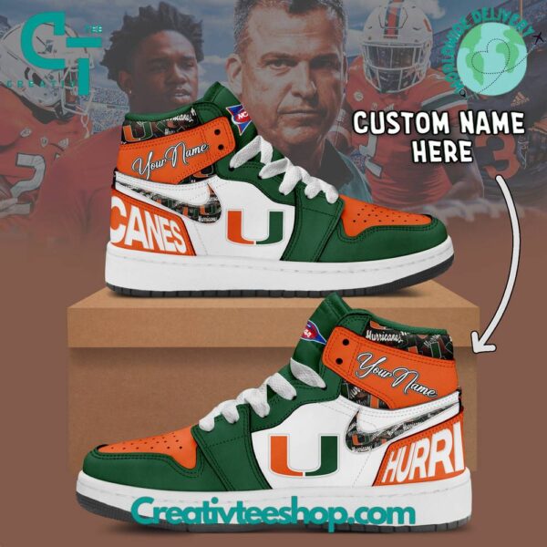 Tubopro Miami Hurricanes AJ1 High Sneakers Shoes For Men And Women