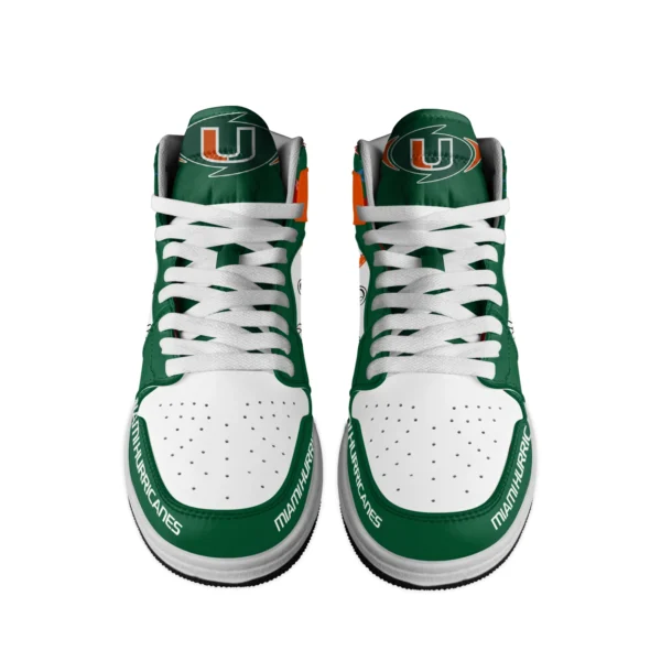 Tubopro Miami Hurricanes AJ1 High Sneakers Shoes For Men And Women - Image 2