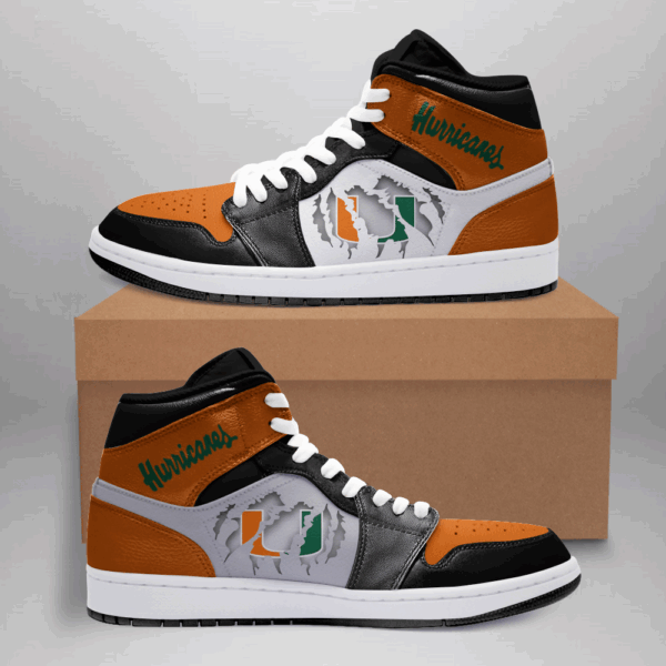 Tubopro Miami Hurricanes AJ1 High Sneakers Shoes For Men And Women