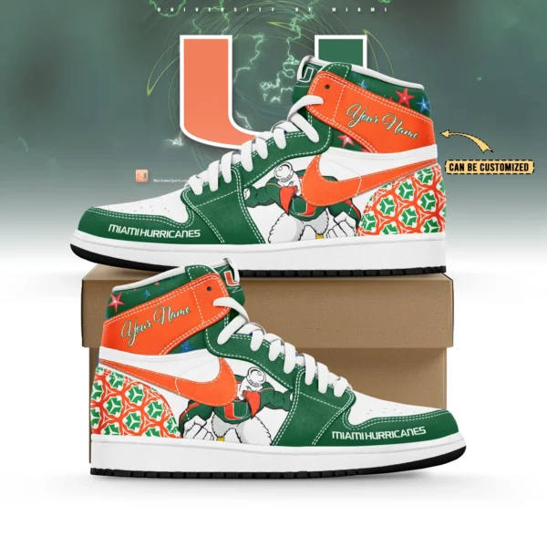 Tubopro Miami Hurricanes AJ1 High Sneakers Shoes For Men And Women