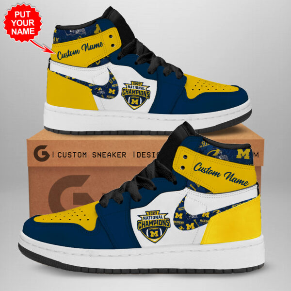 Tubopro Michigan Wolverines AJ1 High Sneakers Shoes For Men And Women