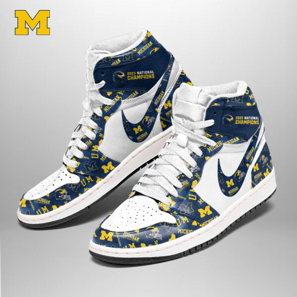 Tubopro Michigan Wolverines AJ1 High Sneakers Shoes For Men And Women - Image 2