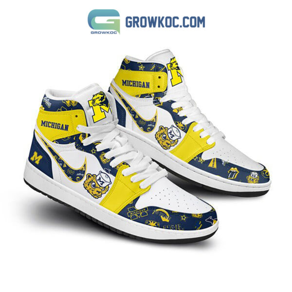 Tubopro Michigan Wolverines AJ1 High Sneakers Shoes For Men And Women - Image 2