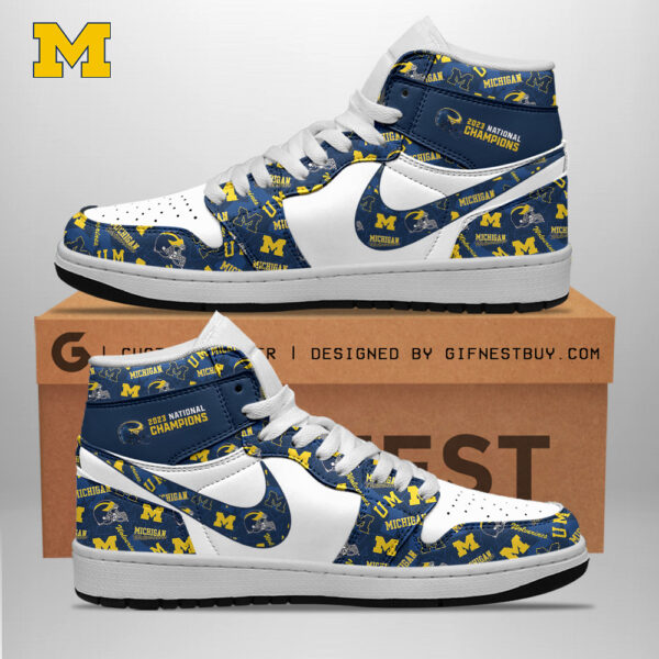 Tubopro Michigan Wolverines AJ1 High Sneakers Shoes For Men And Women
