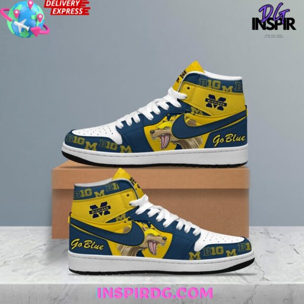 Tubopro Michigan Wolverines AJ1 High Sneakers Shoes For Men And Women - Image 2