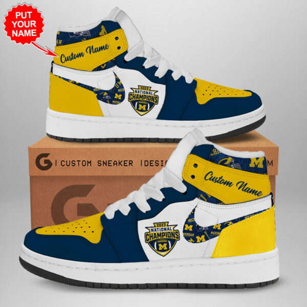 Tubopro Michigan Wolverines AJ1 High Sneakers Shoes For Men And Women