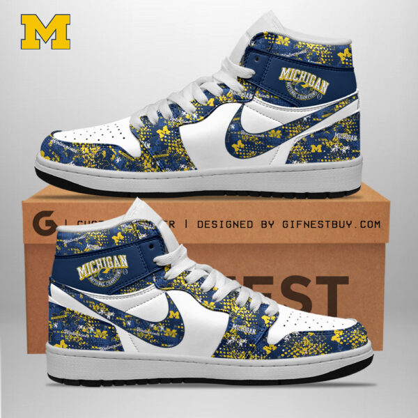 Tubopro Michigan Wolverines AJ1 High Sneakers Shoes For Men And Women