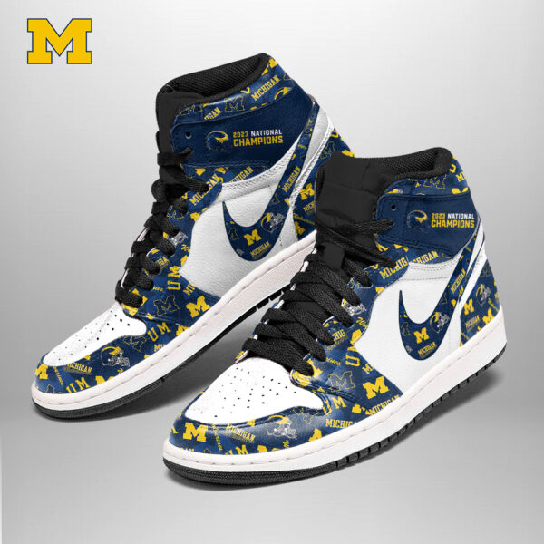 Tubopro Michigan Wolverines AJ1 High Sneakers Shoes For Men And Women - Image 2