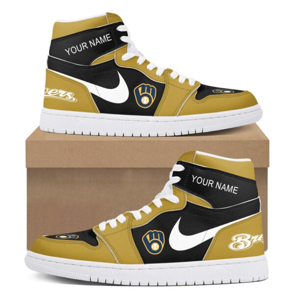 Tubopro Milwaukee Brewers AJ1 High Sneakers Shoes For Men And Women - Image 2