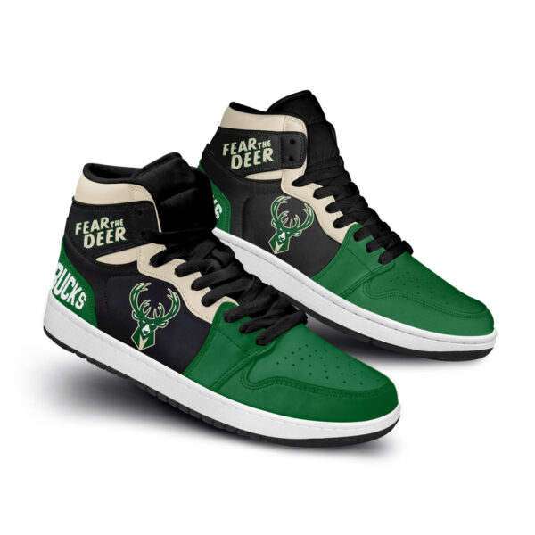 Tubopro Milwaukee Bucks AJ1 High Sneakers Shoes For Men And Women - Image 2