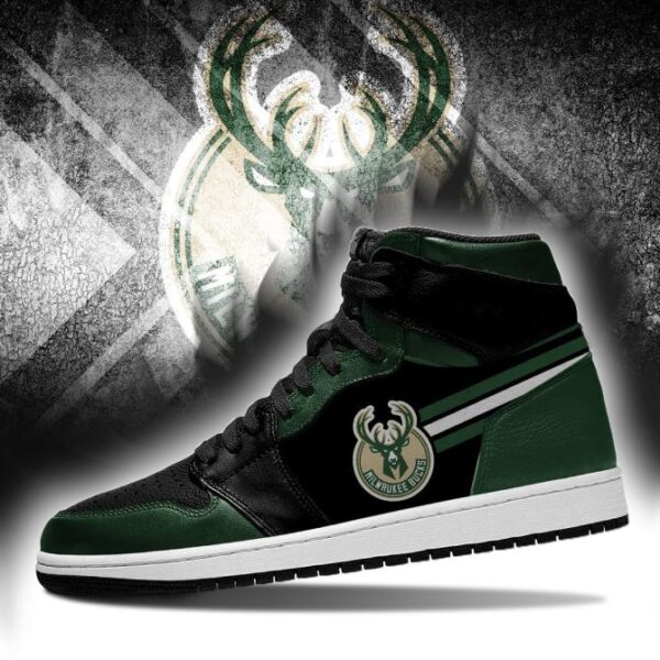 Tubopro Milwaukee Bucks NBA AJ1 High Sneakers Shoes For Men And Women - Image 3