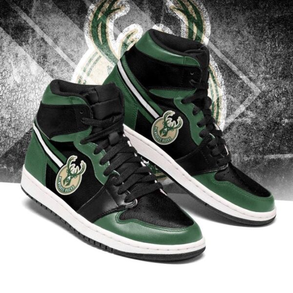 Tubopro Milwaukee Bucks NBA AJ1 High Sneakers Shoes For Men And Women - Image 2
